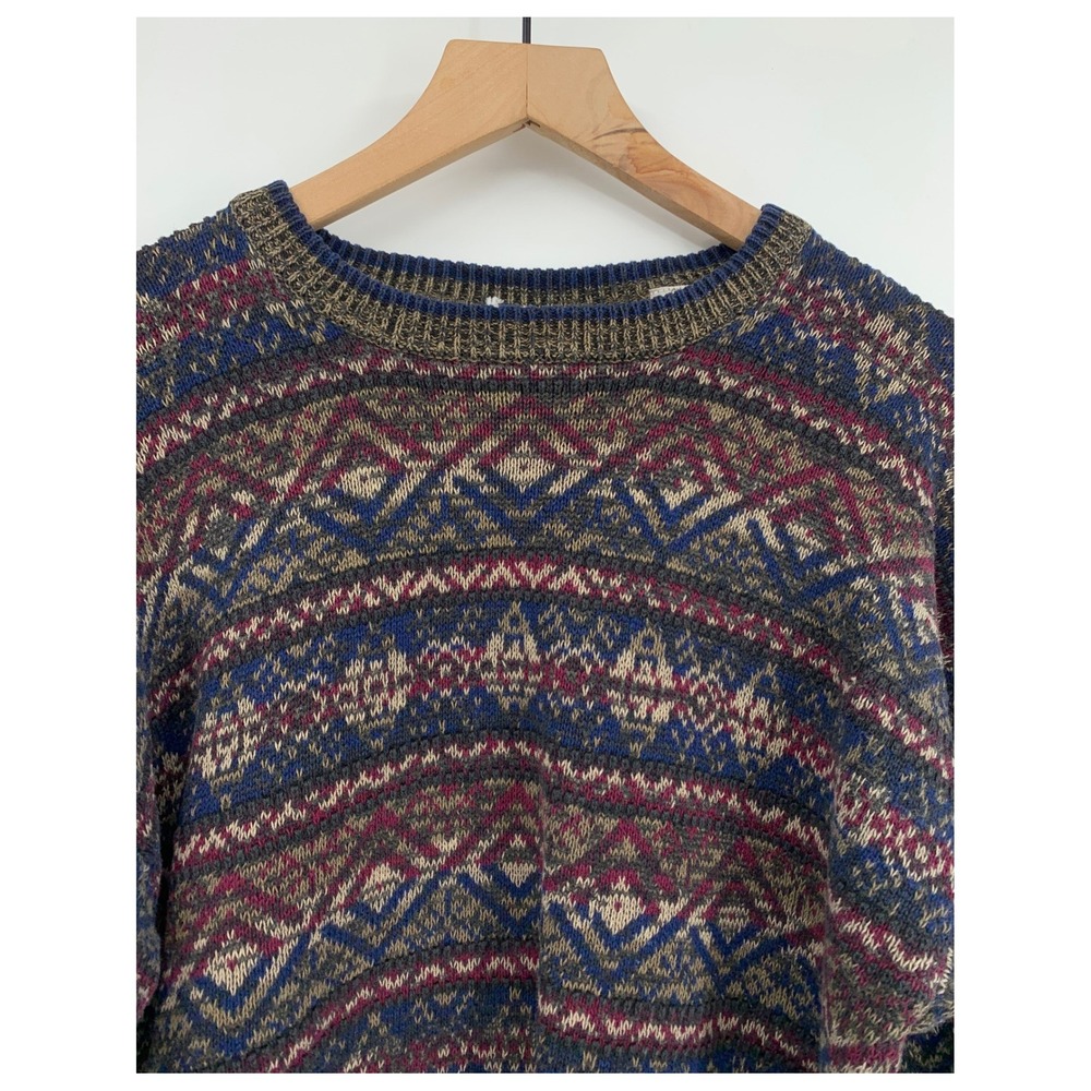 Vintage Turnbury Sweater Mens Large Fair Isle Nordic Grandpa Heritage Knit 80s